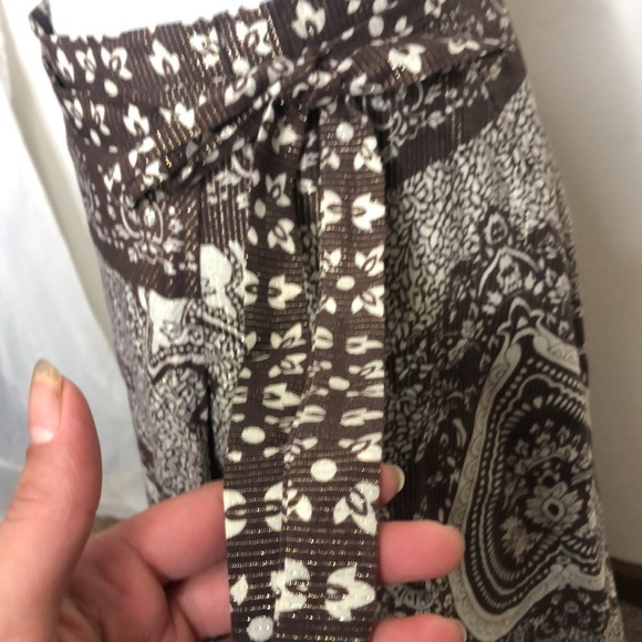 BCBG Maxazria brown and gold bohemian style wrap skirt size XS - Picture 7 of 12